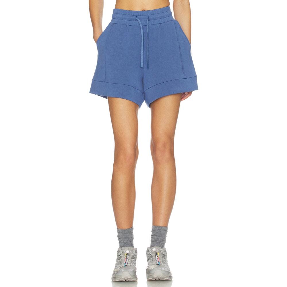 Varley Atrium High-Rise Shorts Women's Medium Blue Slash Pocket Drawstring Waist